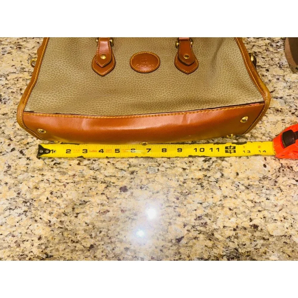 Vintage Y2K Preppy Braciano Belle Rose Pebble Leather Shoulder Handbag Olive Tan